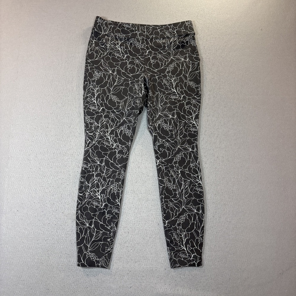 Duluth Trading Co Floral Leggings -Grey/White Pockets Size Medium Regular